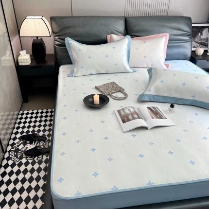 91家纺网 家纺一手货源 找家纺 橘滋 2023新款高端可水洗提花冰丝席床笠款场景一 星空下蓝