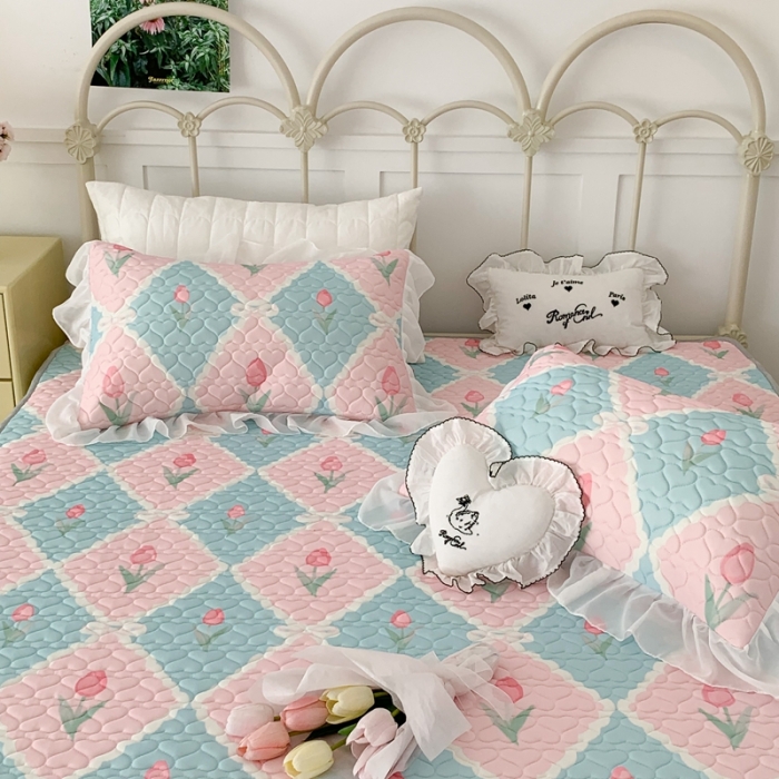 91家纺网 家纺一手货源 找家纺 昔可 2023新款第二批双层床裙乳胶三件套 芭蕾少女风 芭蕾风郁金香