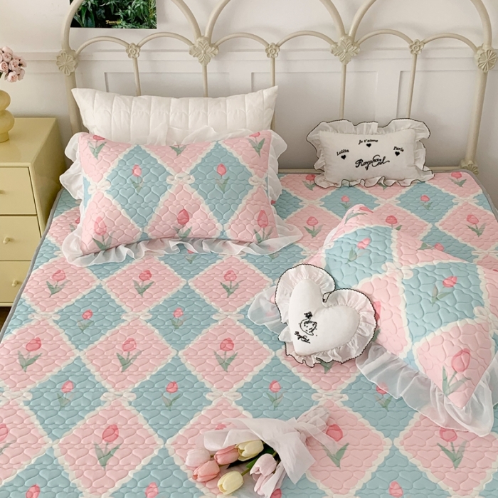 91家纺网 家纺一手货源 找家纺 昔可 2023新款第二批双层床裙乳胶三件套 芭蕾少女风 芭蕾风郁金香