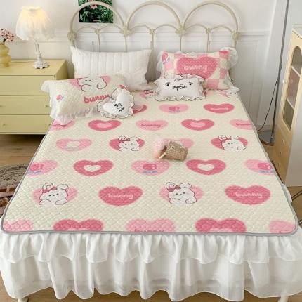 昔可 2023新款第二批双层床裙乳胶三件套 可爱小清新风 心动兔