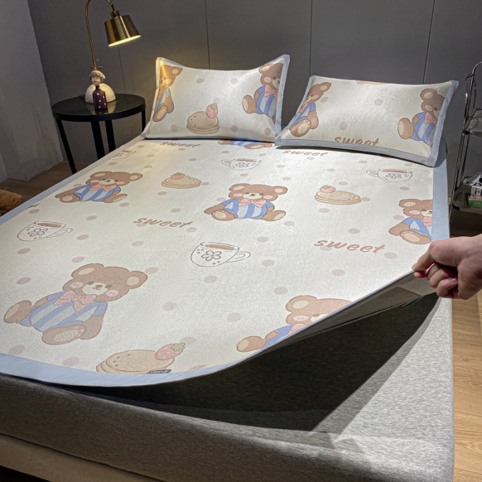 91家纺网 家纺一手货源 找家纺 （总）安哆啦 A类数码印花冰丝藤席三件套