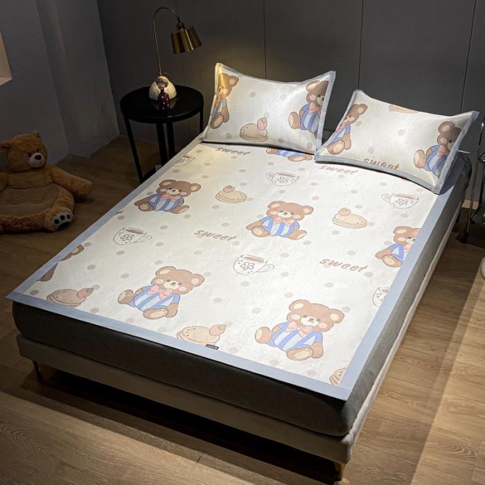 91家纺网 家纺一手货源 找家纺 （总）安哆啦 A类数码印花冰丝藤席三件套