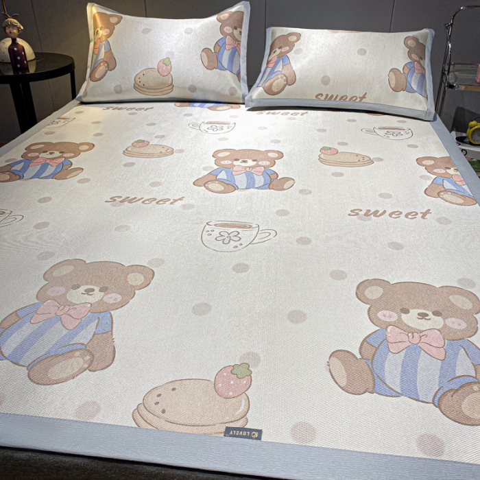 91家纺网 家纺一手货源 找家纺 （总）安哆啦 A类数码印花冰丝藤席三件套