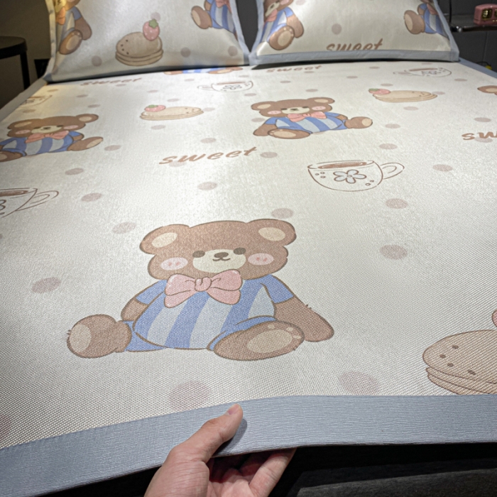 91家纺网 家纺一手货源 找家纺 （总）安哆啦 A类数码印花冰丝藤席三件套