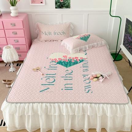 昔可 2023新款第二批双层床裙乳胶三件套 可爱小清新风 心动郁金香