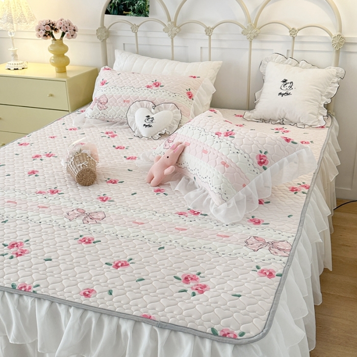 91家纺网 家纺一手货源 找家纺 昔可 2023新款第二批双层床裙乳胶三件套 芭蕾少女风 芭蕾玫瑰