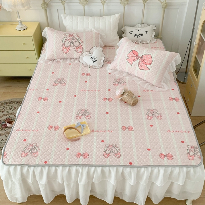 91家纺网 家纺一手货源 找家纺 昔可 2023新款第二批双层床裙乳胶三件套 芭蕾少女风 芭蕾舞鞋