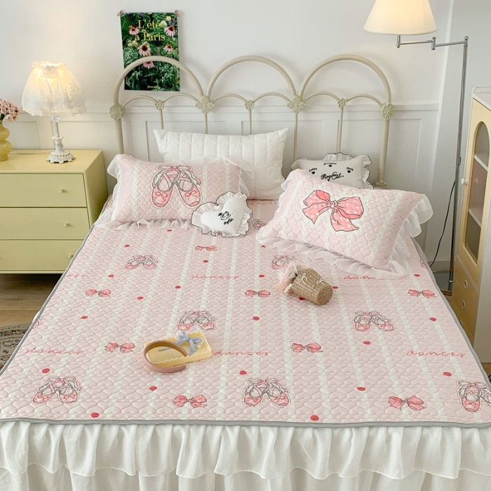 91家纺网 家纺一手货源 找家纺 昔可 2023新款第二批双层床裙乳胶三件套 芭蕾少女风 芭蕾舞鞋