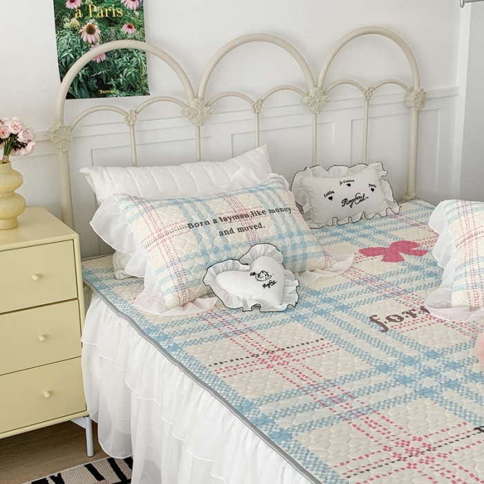 91家纺网 家纺一手货源 找家纺 昔可 2023新款第二批双层床裙乳胶三件套 芭蕾少女风 蝴蝶结格