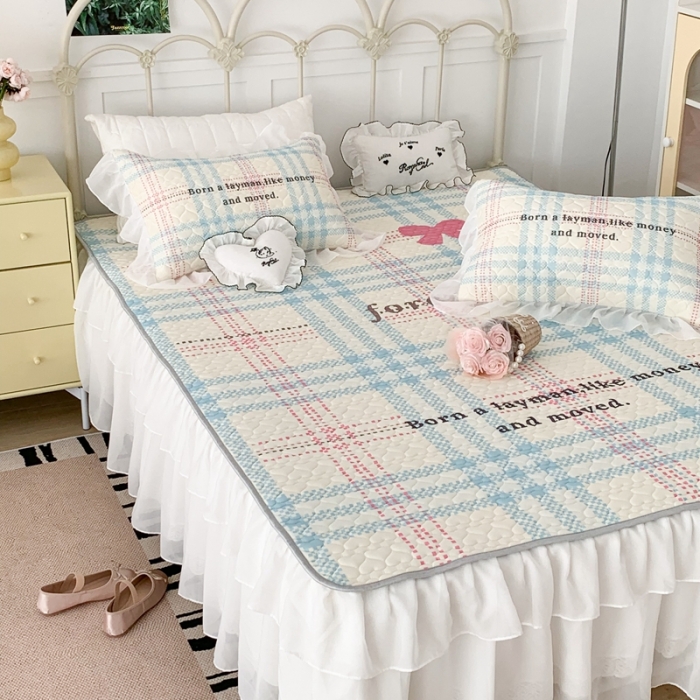 91家纺网 家纺一手货源 找家纺 昔可 2023新款第二批双层床裙乳胶三件套 芭蕾少女风 蝴蝶结格