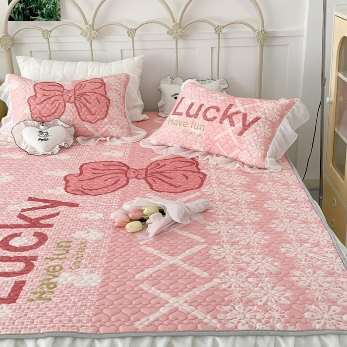 91家纺网 家纺一手货源 找家纺 昔可 2023新款第二批双层床裙乳胶三件套 芭蕾少女风 蕾丝芭蕾粉