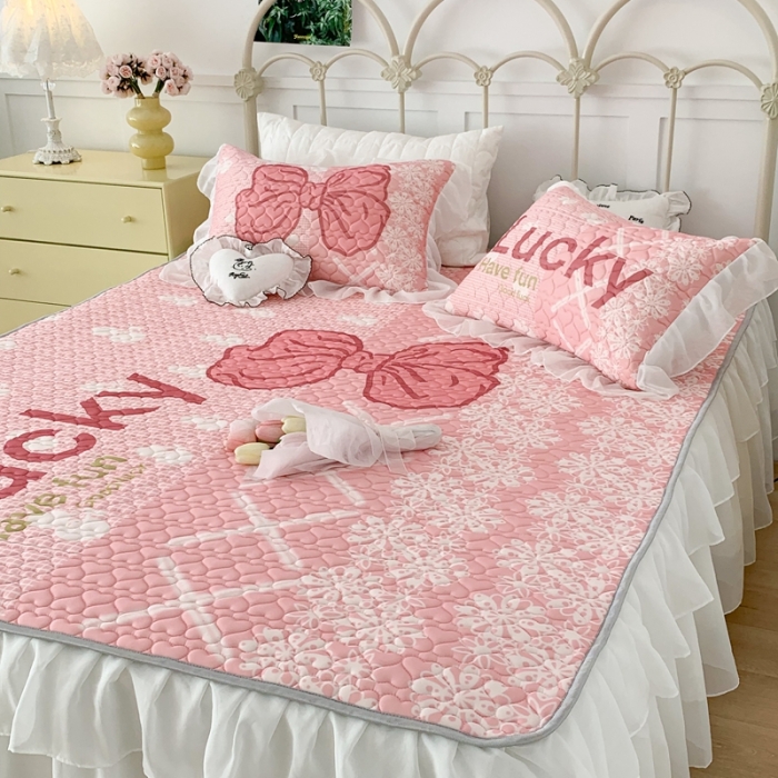 91家纺网 家纺一手货源 找家纺 昔可 2023新款第二批双层床裙乳胶三件套 芭蕾少女风 蕾丝芭蕾粉