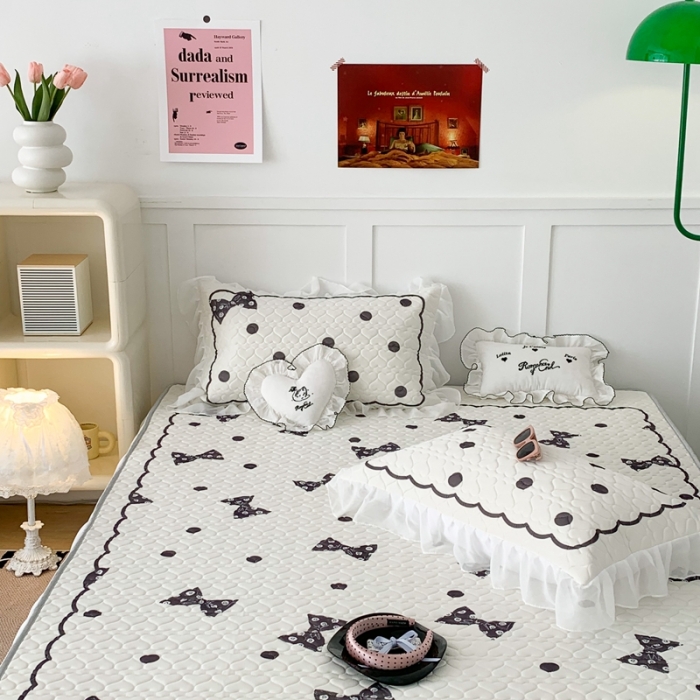 91家纺网 家纺一手货源 找家纺 昔可 2023新款第二批双层床裙乳胶三件套 芭蕾少女风 小香香蝴蝶结