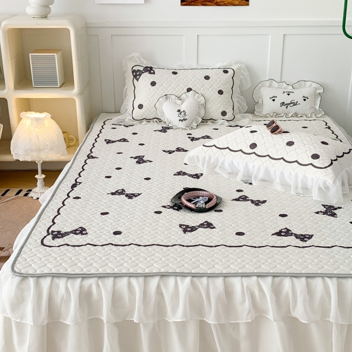 91家纺网 家纺一手货源 找家纺 昔可 2023新款第二批双层床裙乳胶三件套 芭蕾少女风 小香香蝴蝶结