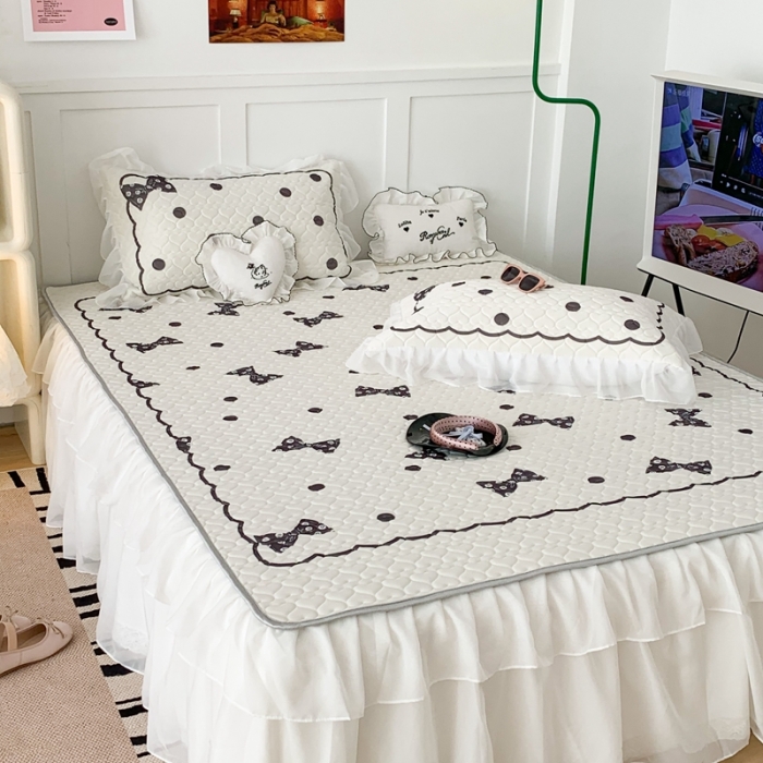 91家纺网 家纺一手货源 找家纺 昔可 2023新款第二批双层床裙乳胶三件套 芭蕾少女风 小香香蝴蝶结