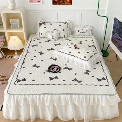 昔可 2023新款第二批双层床裙乳胶三件套 芭蕾少女风 小香香蝴蝶结