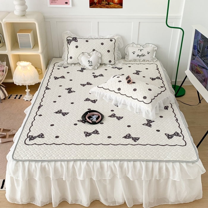 91家纺网 家纺一手货源 找家纺 昔可 2023新款第二批双层床裙乳胶三件套 芭蕾少女风 小香香蝴蝶结