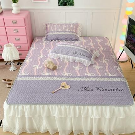 昔可 2023新款第二批双层床裙乳胶三件套 芭蕾少女风 紫色芭蕾蕾丝蝴蝶结