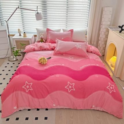 91家纺网 家纺一手货源 找家纺 乐童 2024网红直播爆款吊边＋一字绣工艺款四件套（七）星辰大海-粉