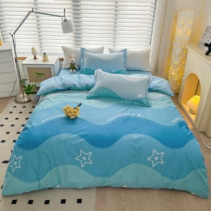 91家纺网 家纺一手货源 找家纺 乐童 2024网红直播爆款吊边＋一字绣工艺款四件套（七）星辰大海-蓝