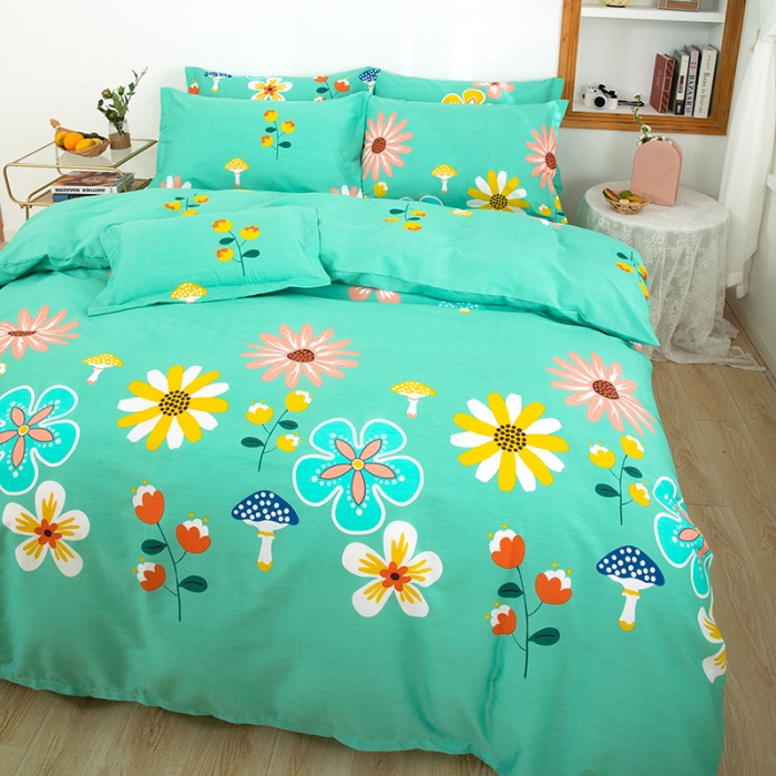 91家纺网 家纺一手货源 找家纺 雨萝家纺 2020新款纯棉印花四件套 春田花