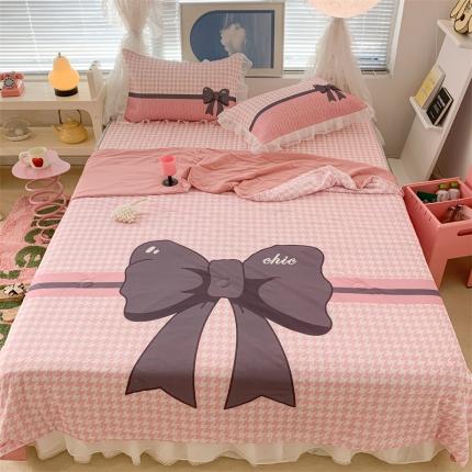 91家纺网 家纺一手货源 找家纺 昔可 大版数码印花凉感夏被 粉粉千鸟格