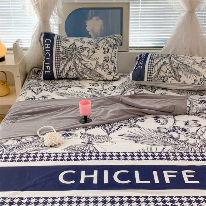 91家纺网 家纺一手货源 找家纺 昔可 大版数码印花凉感夏被 古典花