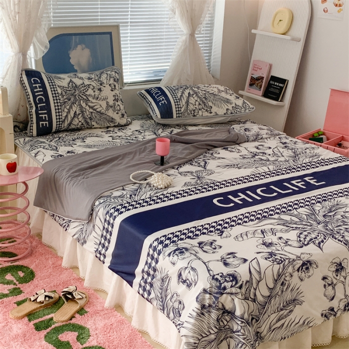 91家纺网 家纺一手货源 找家纺 昔可 大版数码印花凉感夏被 古典花