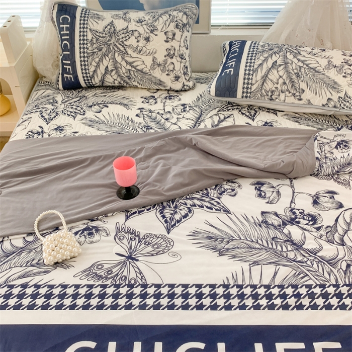 91家纺网 家纺一手货源 找家纺 昔可 大版数码印花凉感夏被 古典花