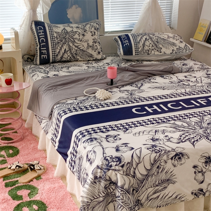 91家纺网 家纺一手货源 找家纺 昔可 大版数码印花凉感夏被 古典花