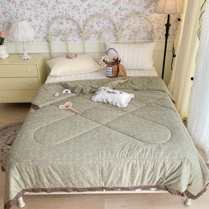 91家纺网 家纺一手货源 找家纺 昔可 复古蕾丝花边针织夏被 慵懒夏日