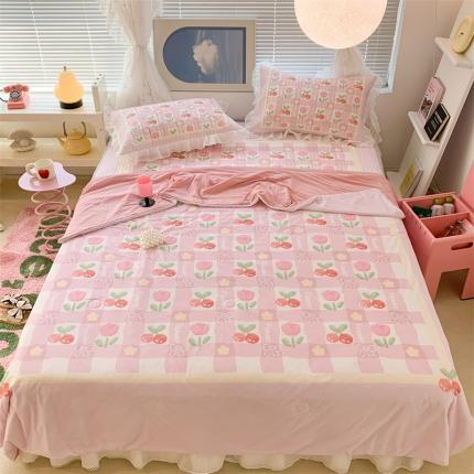 91家纺网 家纺一手货源 找家纺 昔可 大版数码印花凉感夏被 樱桃郁金香