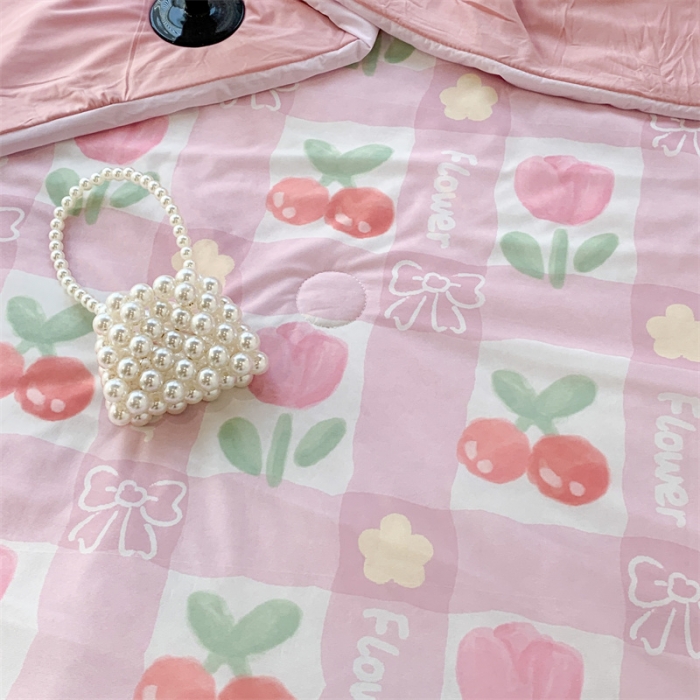 91家纺网 家纺一手货源 找家纺 昔可 大版数码印花凉感夏被 樱桃郁金香