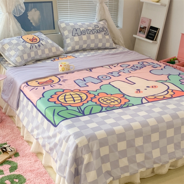 91家纺网 家纺一手货源 找家纺 昔可 大版数码印花凉感夏被 早上好