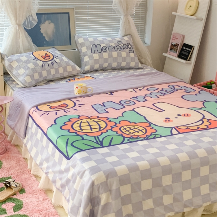 91家纺网 家纺一手货源 找家纺 昔可 大版数码印花凉感夏被 早上好