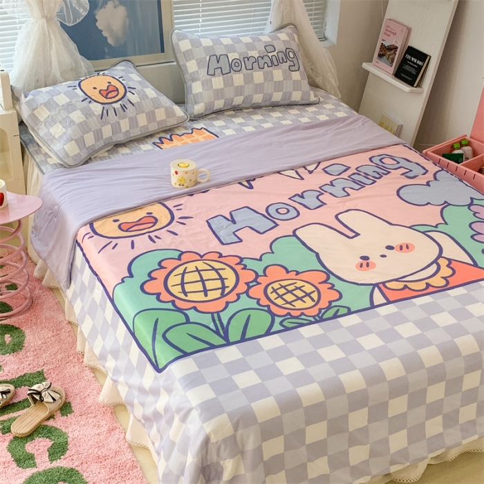 91家纺网 家纺一手货源 找家纺 昔可 大版数码印花凉感夏被 早上好