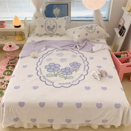 91家纺网 家纺一手货源 找家纺 昔可 大版数码印花凉感夏被 紫爱心小花朵