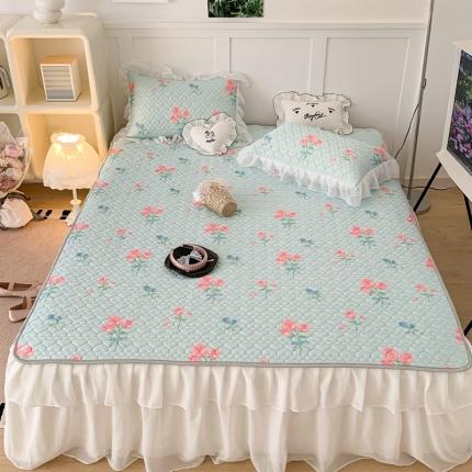 91家纺网 家纺一手货源 找家纺 昔可 2023新款第二批双层床裙乳胶三件套 少女碎花风系列 甜美少女玫瑰