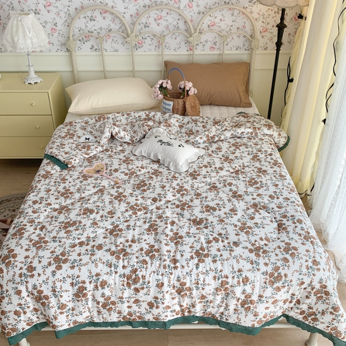 91家纺网 家纺一手货源 找家纺 昔可 复古蕾丝花边针织夏被 复古庄园