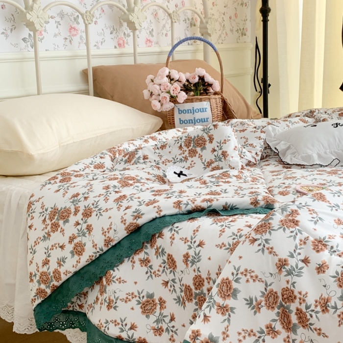 91家纺网 家纺一手货源 找家纺 昔可 复古蕾丝花边针织夏被 复古庄园