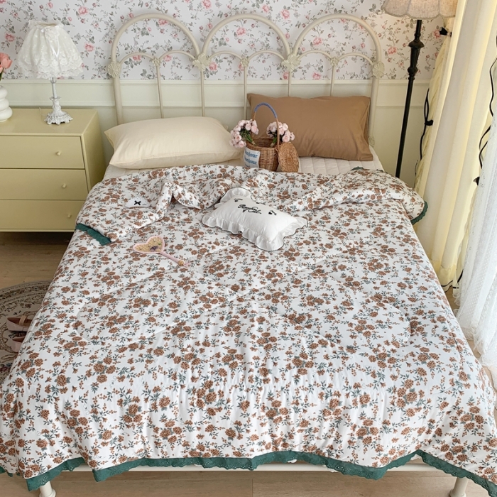 91家纺网 家纺一手货源 找家纺 昔可 复古蕾丝花边针织夏被 复古庄园