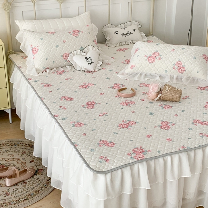 91家纺网 家纺一手货源 找家纺 （总）昔可 2023新款第二批双层床裙乳胶三件套 少女碎花风系列