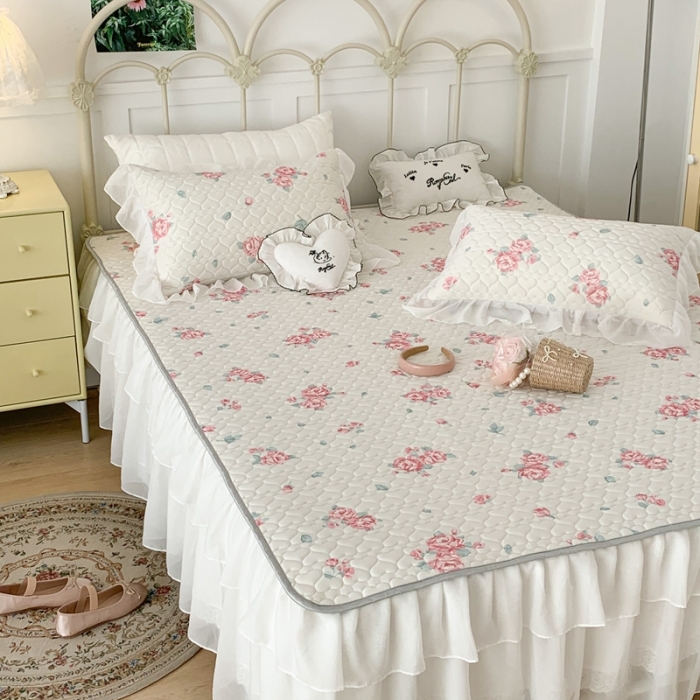 91家纺网 家纺一手货源 找家纺 （总）昔可 2023新款第二批双层床裙乳胶三件套 少女碎花风系列