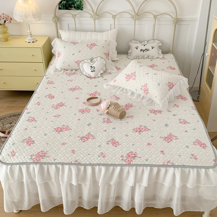 91家纺网 家纺一手货源 找家纺 （总）昔可 2023新款第二批双层床裙乳胶三件套 少女碎花风系列