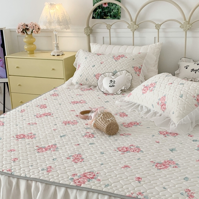 91家纺网 家纺一手货源 找家纺 （总）昔可 2023新款第二批双层床裙乳胶三件套 少女碎花风系列