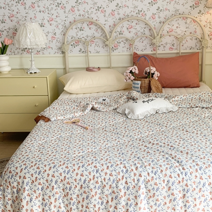 91家纺网 家纺一手货源 找家纺 昔可 复古蕾丝花边针织夏被 果园假期