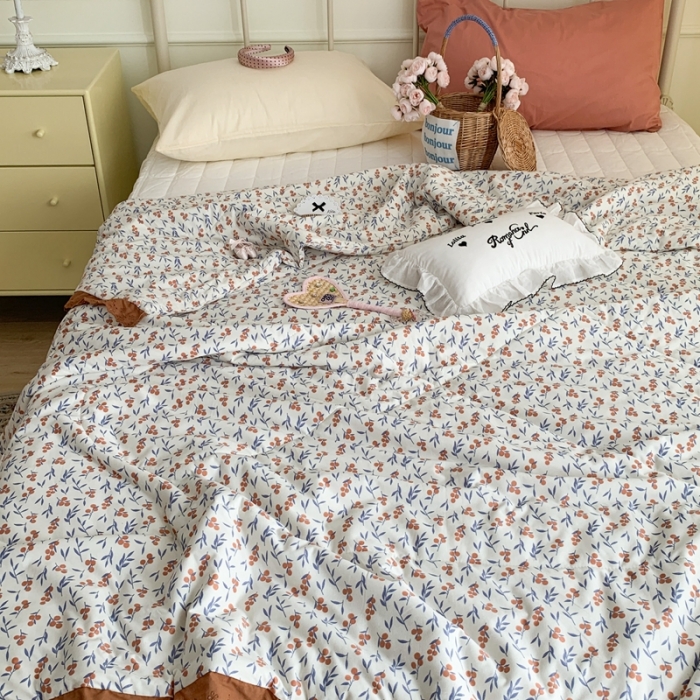 91家纺网 家纺一手货源 找家纺 昔可 复古蕾丝花边针织夏被 果园假期