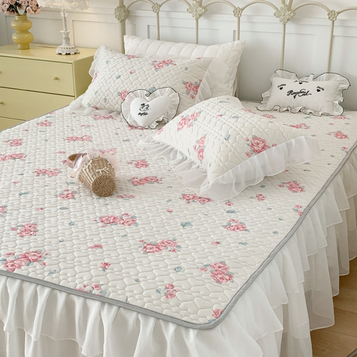 91家纺网 家纺一手货源 找家纺 昔可 2023新款第二批双层床裙乳胶三件套 少女碎花风系列 初恋玫瑰