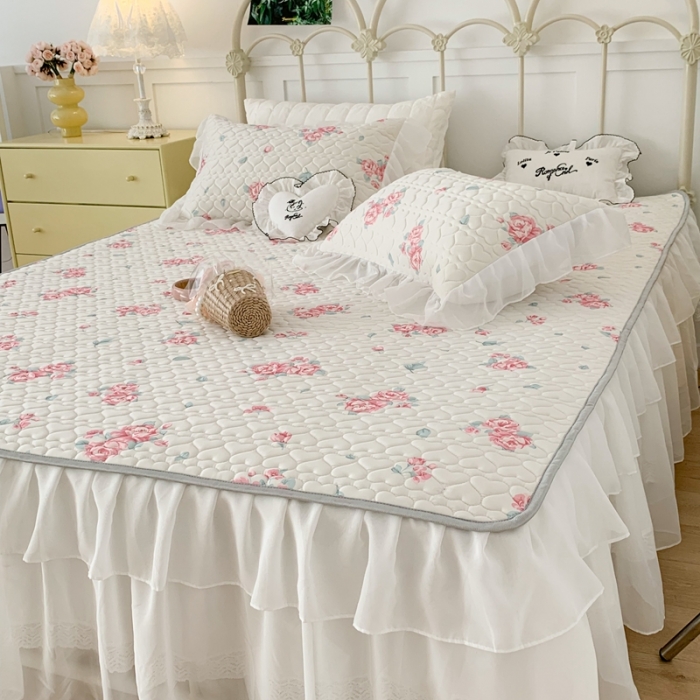 91家纺网 家纺一手货源 找家纺 昔可 2023新款第二批双层床裙乳胶三件套 少女碎花风系列 初恋玫瑰