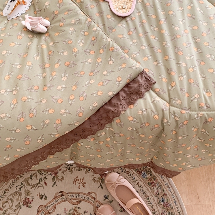 91家纺网 家纺一手货源 找家纺 昔可 复古蕾丝花边针织夏被 慵懒夏日